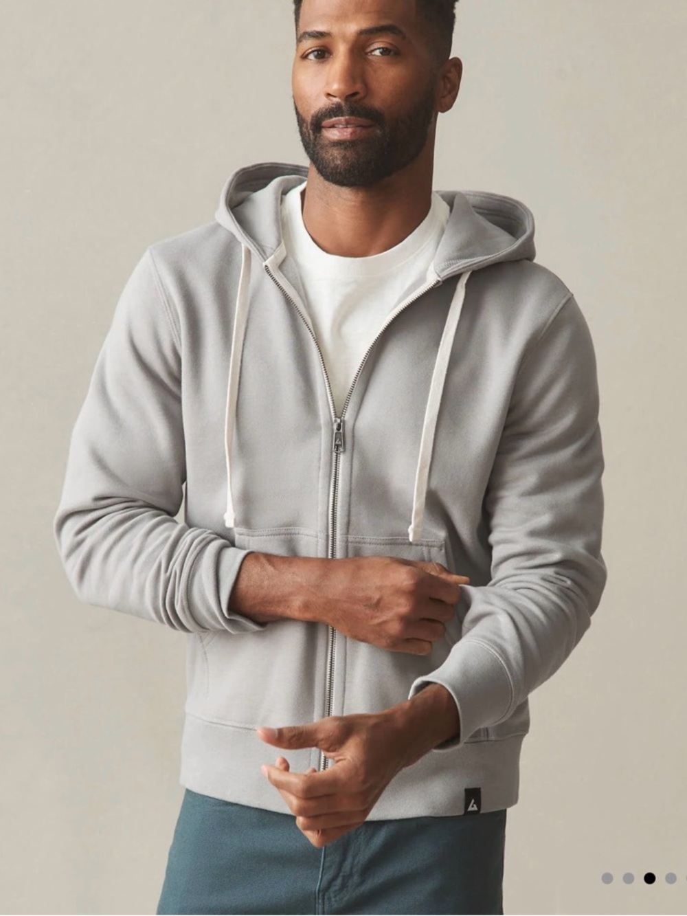 American Giant Mens Midweight Full Zip Up Hoodie Sweatshirt Sharkskin Gray